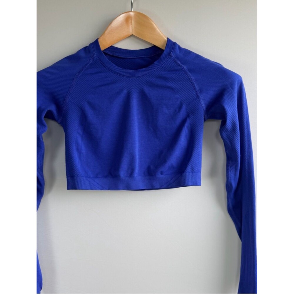 ✨4/$25✨ Alphalete Blue Seamless Long Sleeve Compression Crop Top Athletic